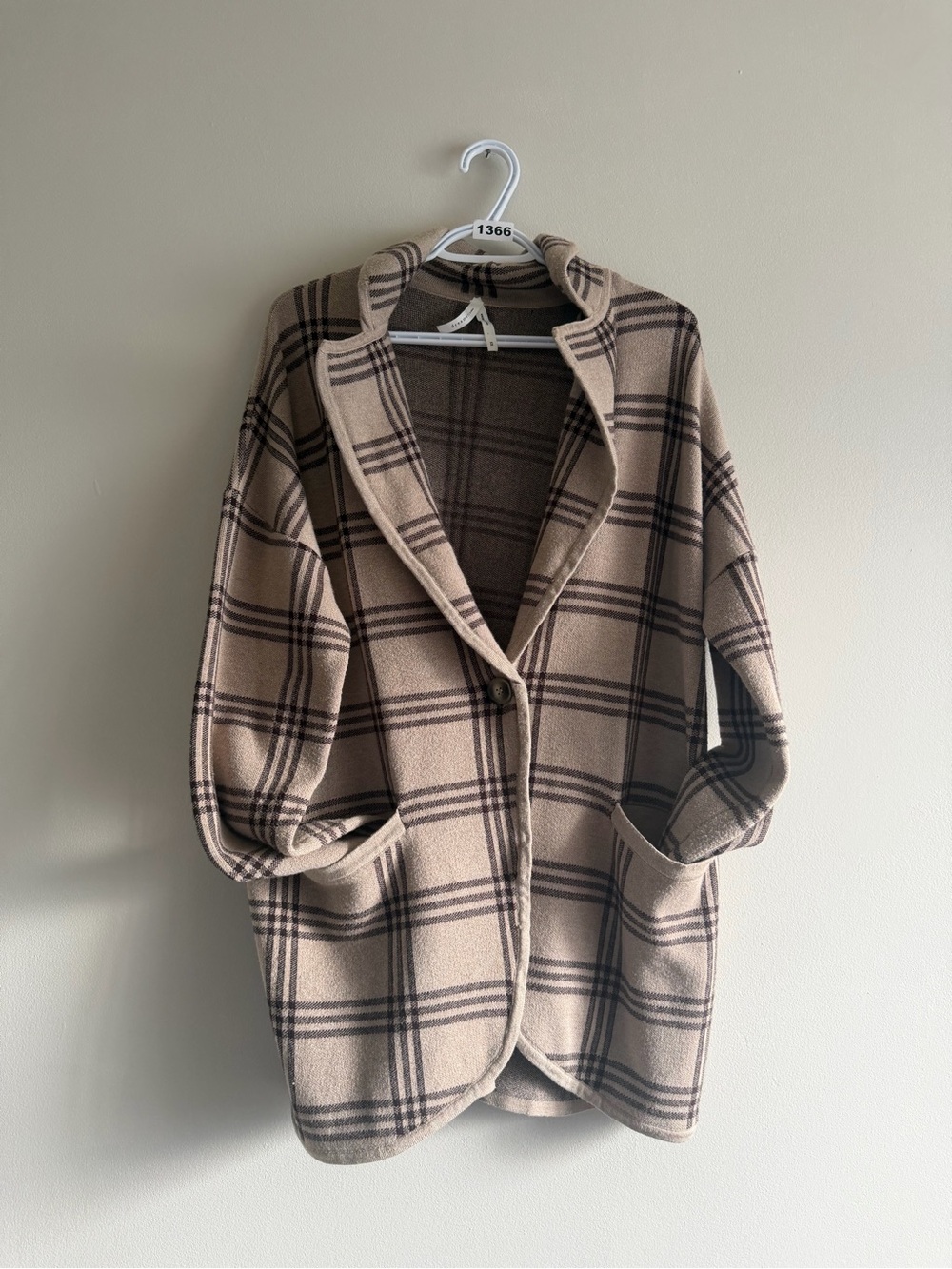 Dreamers by Debut Plaid Knit Blazer Cardigan | XS (Oversized Fit) - Picture 2 of 9